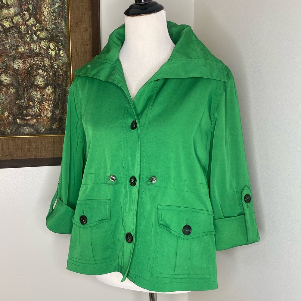 Ruby Rd. Bright Emerald Green Utility Jacket Draw… - image 2